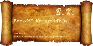 Berkó Krisztián névjegykártya